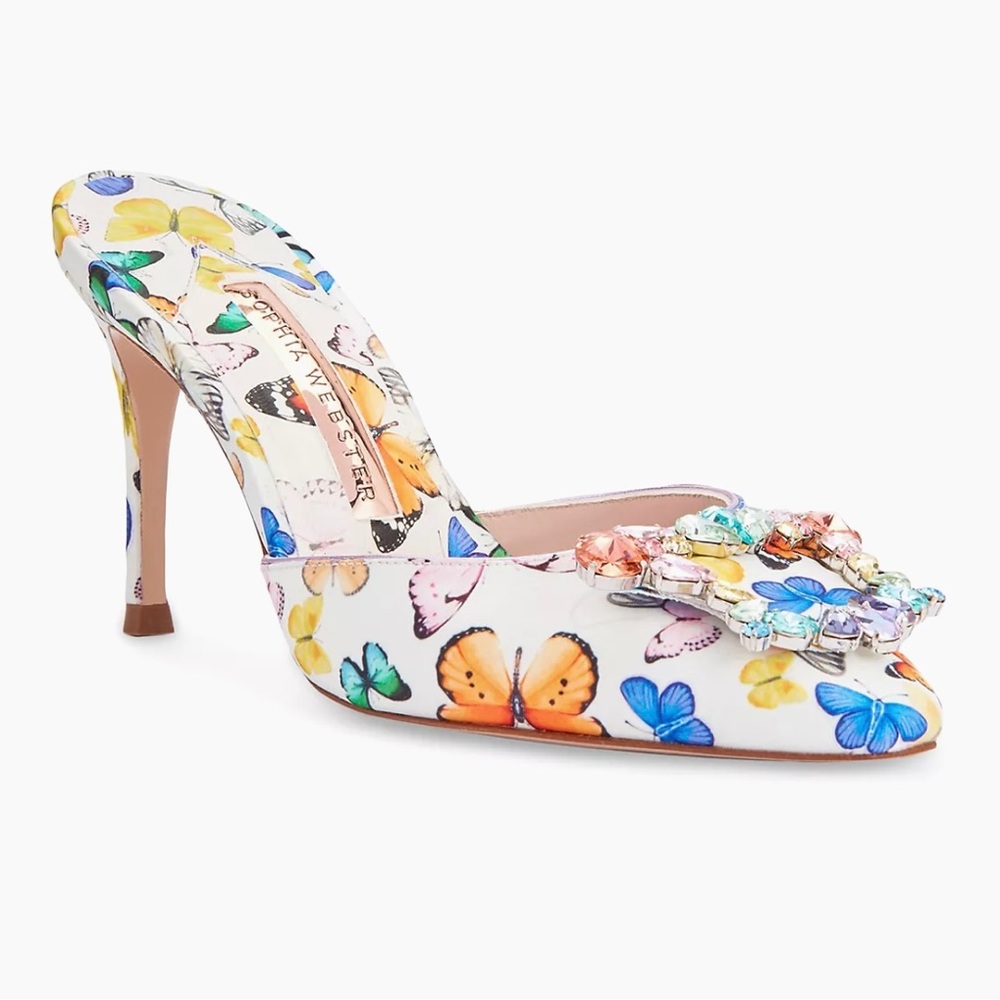 Sophia Webster Margaux Butterfly Satin Mules US 8.5